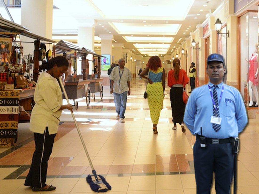 security guard on duty in mall